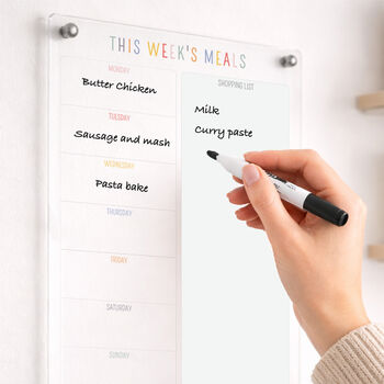 Weekly Meal Planner, Personalised Acrylic Whiteboard, 4 of 7