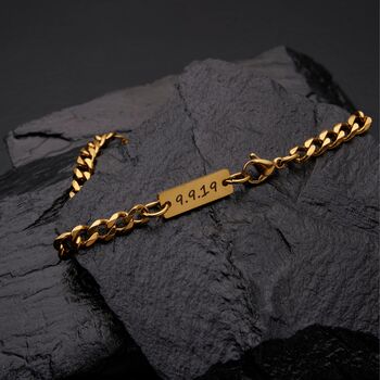 Gold Engravable 5mm Cuban Bracelet Unisex, 2 of 10