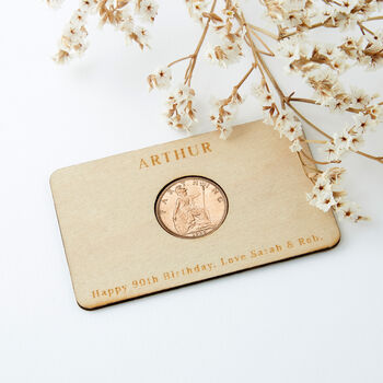 90th Birthday 1934 Farthing Personalised Wallet Card, 2 of 6