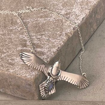 Sterling Silver Eagle Moonstone Necklace, Spirit Animal, 2 of 12