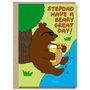 Stepdad Card Chill Bear Beer Father's Day Birthday Card, thumbnail 1 of 2