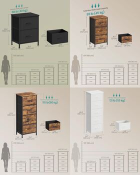 Bedside Table Fabric Drawer Steel Mdf Side Table, 2 of 6