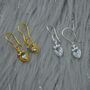Blue Topaz Dangle Earrings: Silver Or Gold, Floral Drop, thumbnail 4 of 7