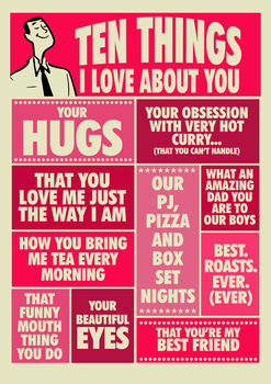 Ten Things I Love About You, Personalised Print For Him, 6 of 10