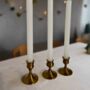 Brushed Gold Short Candlestick Holders – Set Of Three, thumbnail 3 of 4