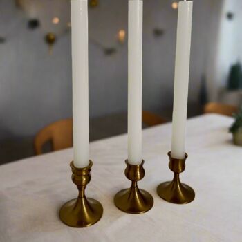 Brushed Gold Short Candlestick Holders – Set Of Three, 3 of 4