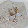 The Square Moonstone Earrings, Gold Plated, thumbnail 1 of 7