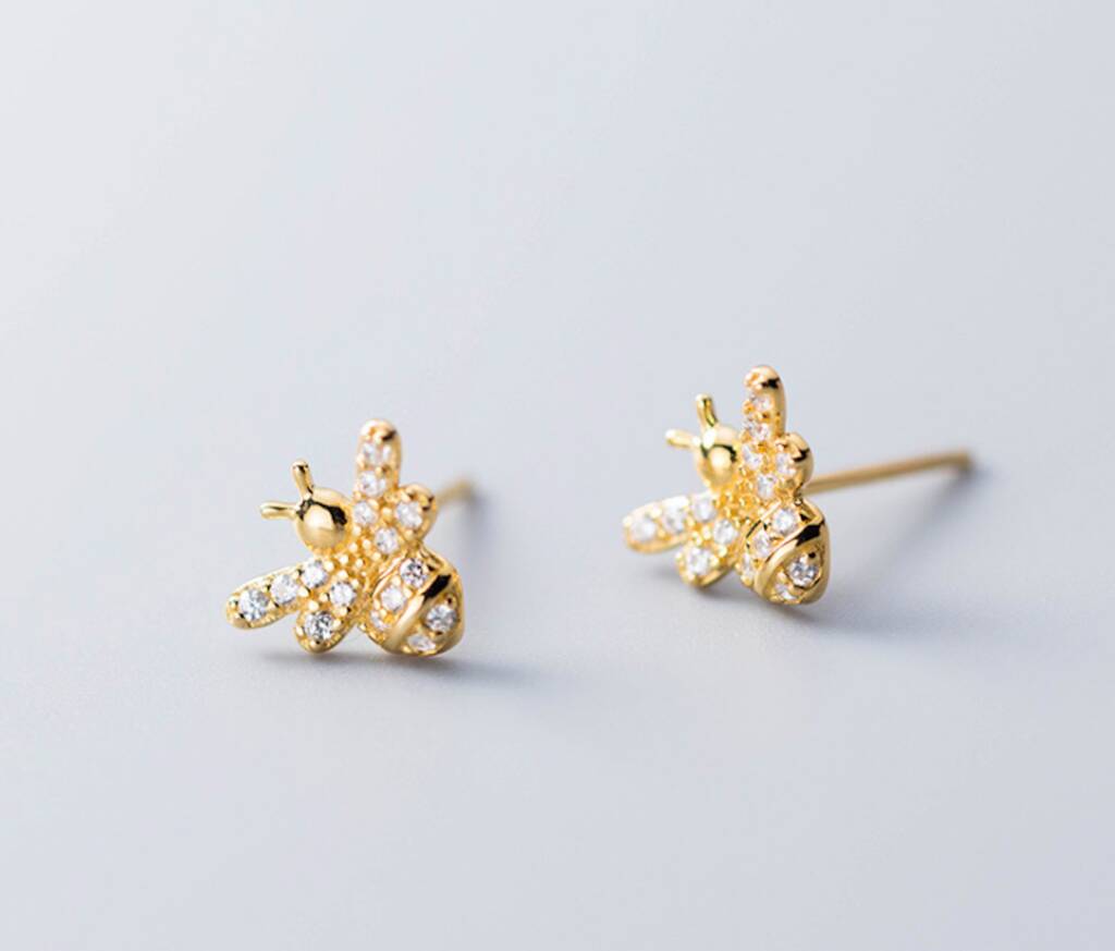 Gold Plated Bee Earrings By My Posh Shop | notonthehighstreet.com