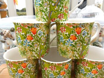 Set Of Six Palace Mugs In William Morris Golden Lily Design, 4 of 11