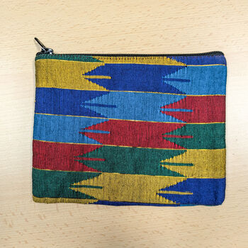 Handwoven Nepali Dhaka Purse, Fair Trade Zipper Pouches, Colourful Bags, 3 of 9