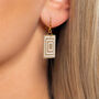 Taupe And Cream Geometric Rectangle Earrings • Gold Plated Sterling Silver Hooks, thumbnail 4 of 9