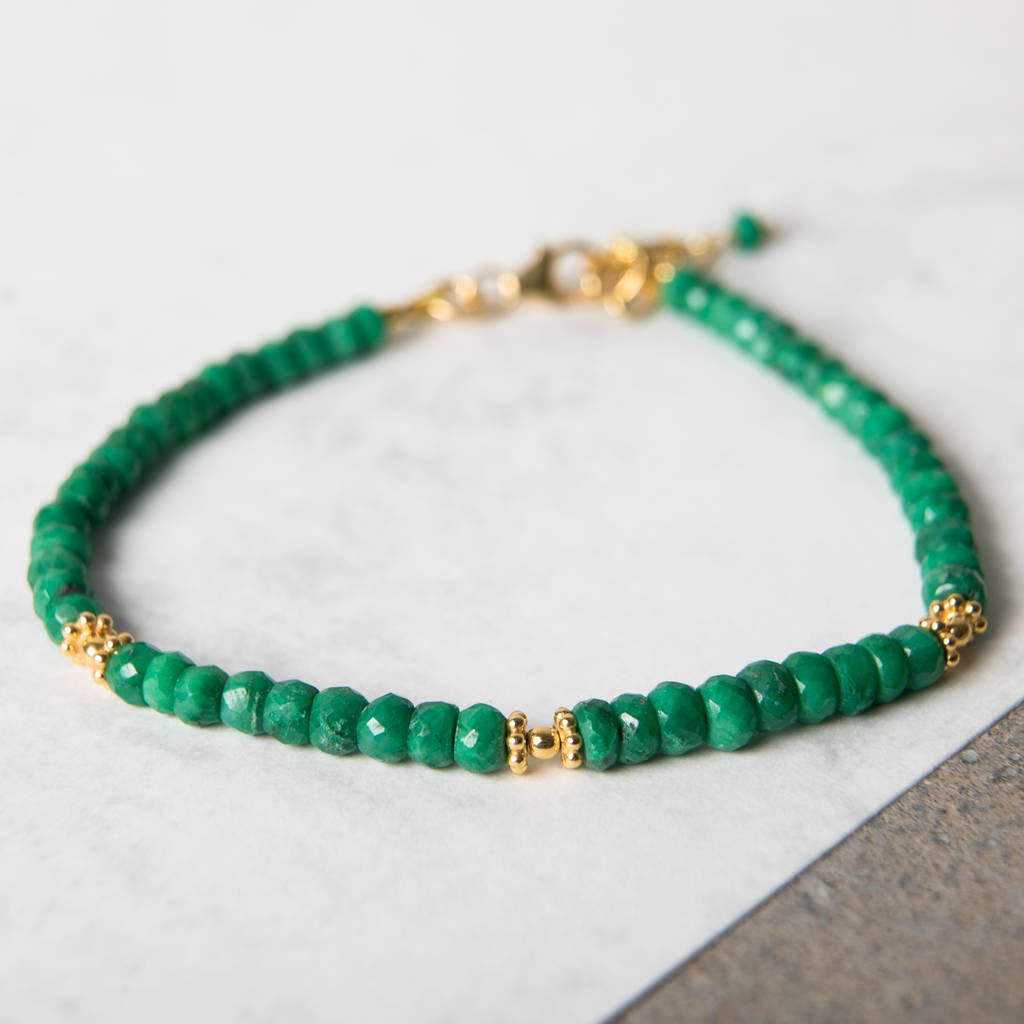 emerald gold beaded friendship bracelet by rochelle shepherd jewels