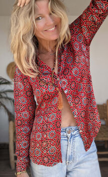 Ladies Elegant Shirt Blouse Scarlett Batik Medina, 12 of 12