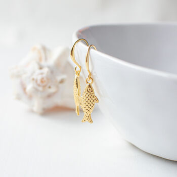Gold Plated Fish Earrings, 5 of 6