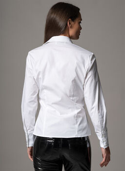 Pia White Horseshoe Neckline Fitted Shirt, 2 of 4