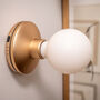 Cable Free Wall Light Gold And Frosted Bulb, thumbnail 1 of 2