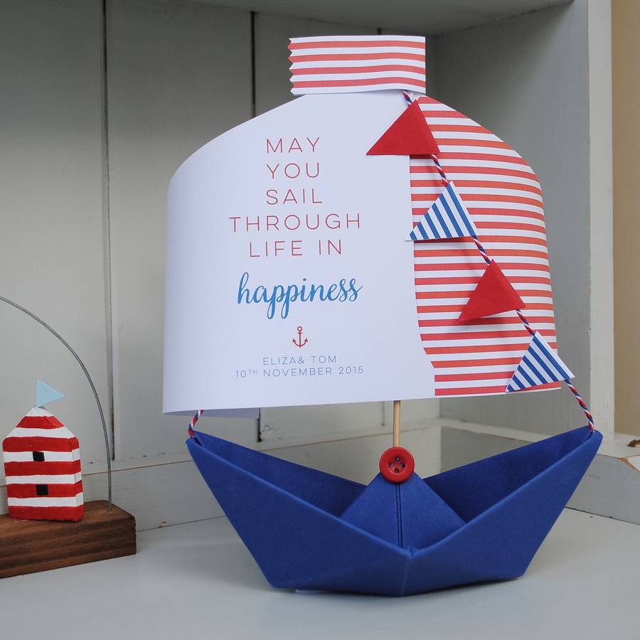 wedding paper boat card gift keepsake by the little boathouse ...