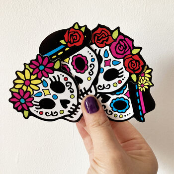 Four Sugar Skull Day Of The Dead Vinyl Stickers, 2 of 8