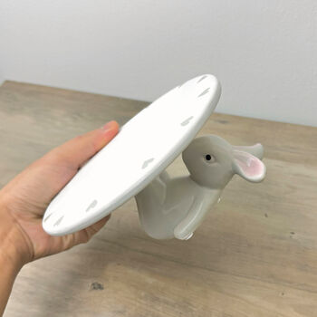 Cute Bunny Rabbit Ceramic Cake Stand And Cake Plate, 5 of 11