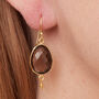 Brown Topaz Oval Drop Gold Plated Earrings, thumbnail 4 of 12