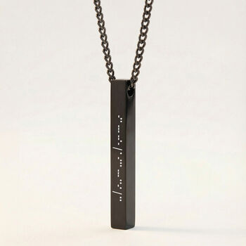 Morse Code Necklace Personalised Four Sided Bar Pendant, 6 of 10