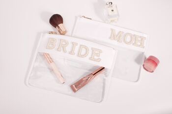 Personalised Clear Make Up Bags With Pearl Letters, 2 of 12