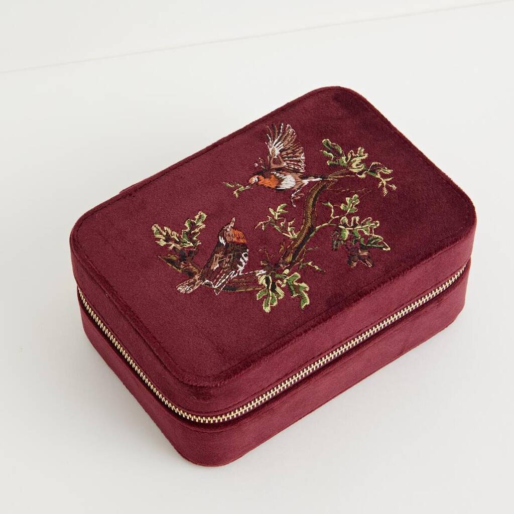 Fable Robin Love Embroidered Large Jewellery Box, 1 of 4