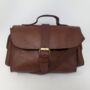 Small Leather Crossbody Satchel Handheld Handbag Chocolate Brown With Side Pockets, thumbnail 4 of 8