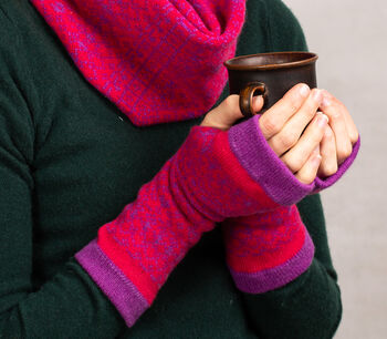 Soft Handmade Fair Isle Knitted Wrist Warmers, 6 of 8