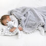 Personalised Fluffy Pom Pom Blanket And Comforter Set, thumbnail 1 of 8