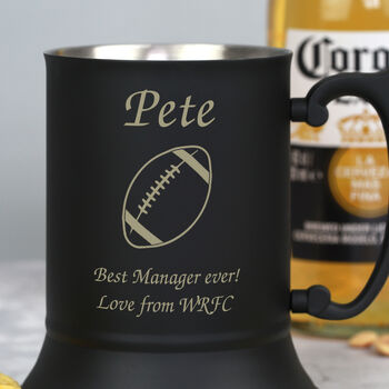 Personalised Rugby Black Stainless Steel Tankard, 2 of 2