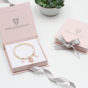 Personalised Rose Gold Plated Christening Bracelet, 3 of 5