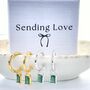 Emerald Charm Earrings In Silver And Gold On Bamboo Hoops, thumbnail 1 of 5
