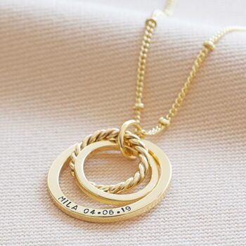 Personalised Mixed Interlocking Family Rings Necklace, 5 of 8