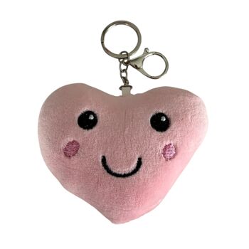 Mother’s Day Soft, Cuddly Pink Smiling Face Heart Bag Keyring, 2 of 2