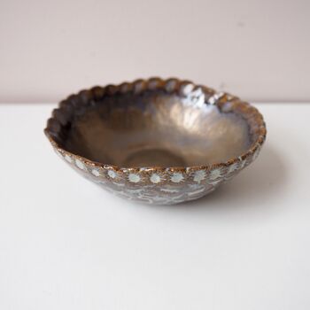 Handmade Gold And Blue Brown Mini Pottery Ring Dish, 2 of 8