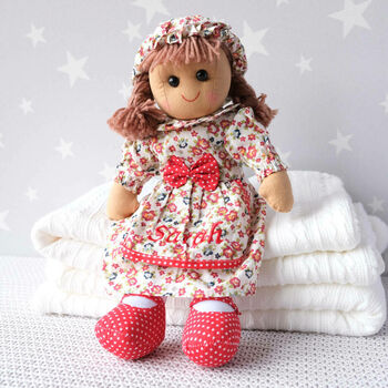 Personalised Rag Doll In Pink Dress, 8 of 10