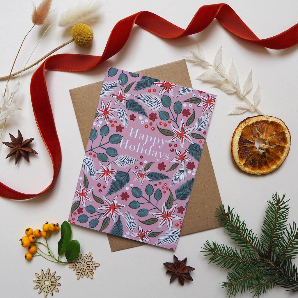 Floral Christmas Card Pink