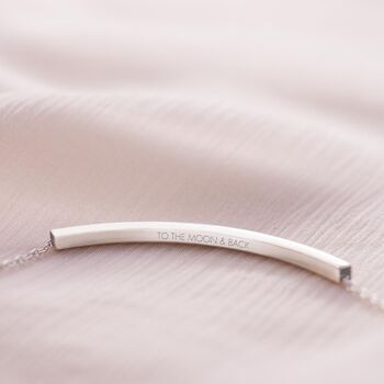 Sterling Silver Hidden Message Curved Bar Bracelet, 2 of 12