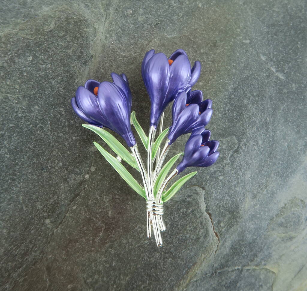 Crocus Purple Flower Brooch, 1 of 4