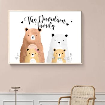 Personalised Watercolour Family Bears Art Print, 4 of 10