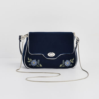 Rose Embroidered Blue Clutch, 4 of 9