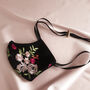 Onyx Bright Floral Tulle Silk Face Mask, thumbnail 2 of 3
