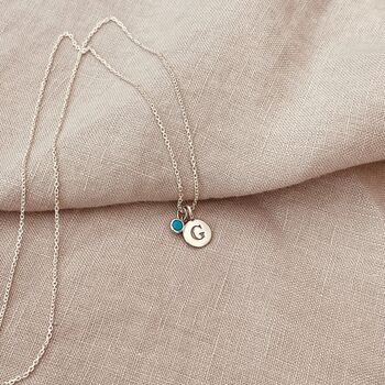 Sterling Silver Initial Birthstone Necklace, 6 of 6