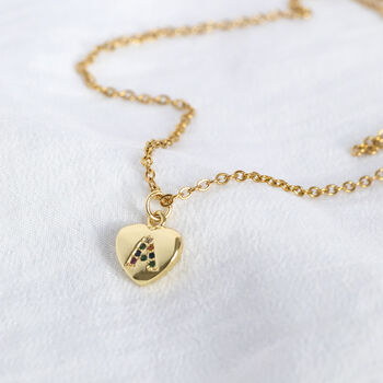 Gold Plated Heart Necklace With Rainbow Alphabet Letter, 6 of 8