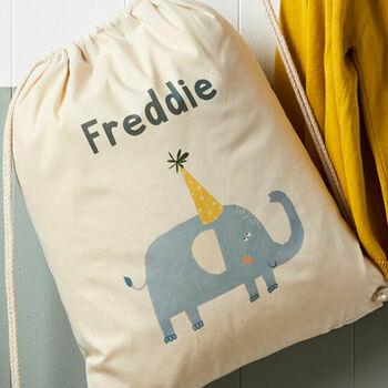 Personalised Elephant Cotton Nursery Bag, 4 of 7