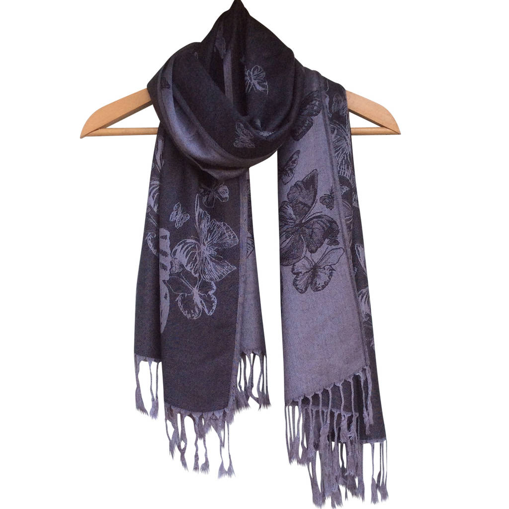 reversible butterflies pashmina scarf by wonderland boutique ...