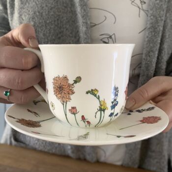 Personalised Floral Cup And Saucer, 2 of 2