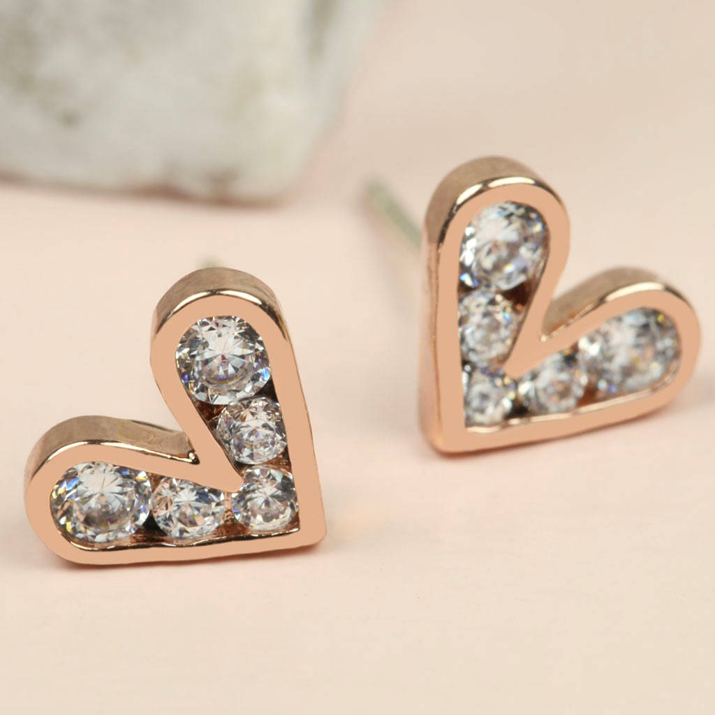 crystal heart stud earrings by lisa angel | notonthehighstreet.com