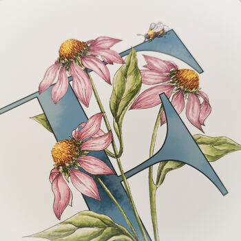 E Is For Echinacea Coloured Initial Print, 7 of 10